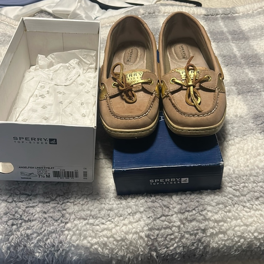 Sperry shoes with gold detail